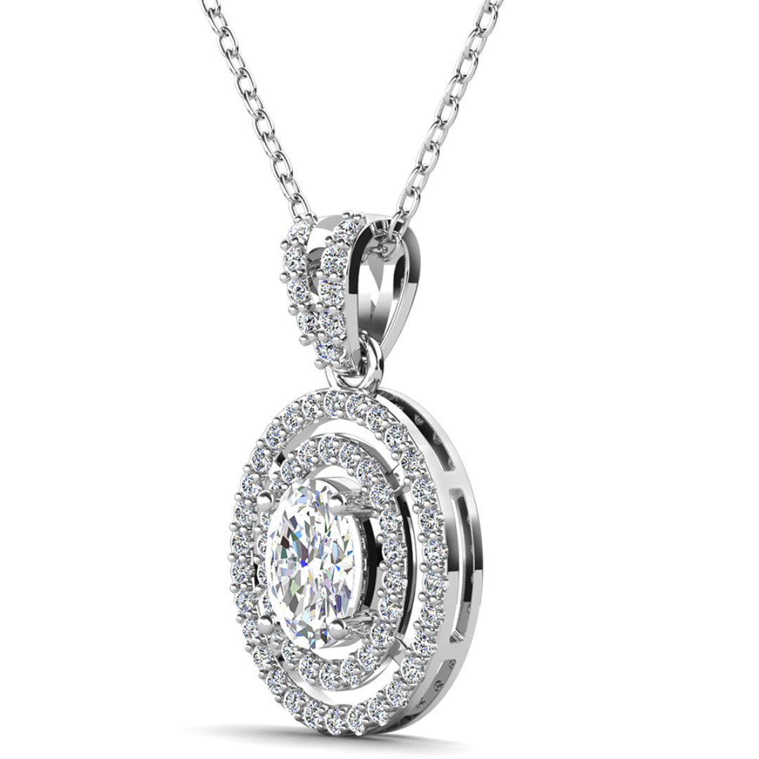 Zelda 18k White Gold Plated Pendant Necklace with Simulated Diamond Crystals