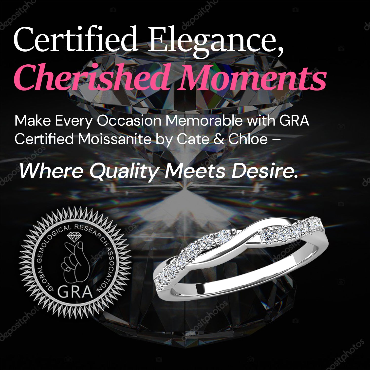 Moissanite by Cate & Chloe Avery 0.21tcw Round Cut 925 Sterling Silver 18k White Gold Plated Wedding Band