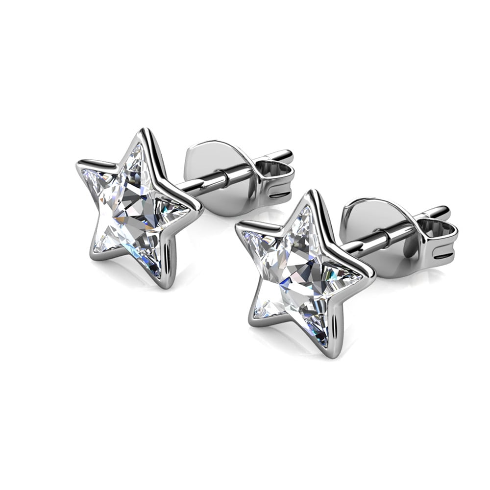 Lealani 18k White Gold Plated Stud Earrings with Swarovski Crystals