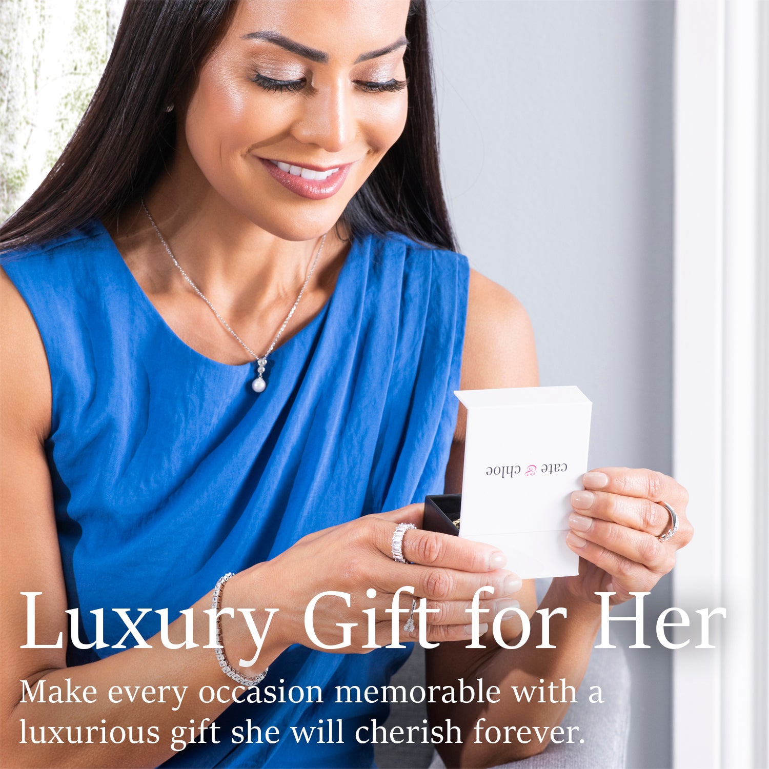 Ariel 18k White Gold Plated Halo Stud Earrings and Necklace Jewelry Set with Simulated Diamond Crystals