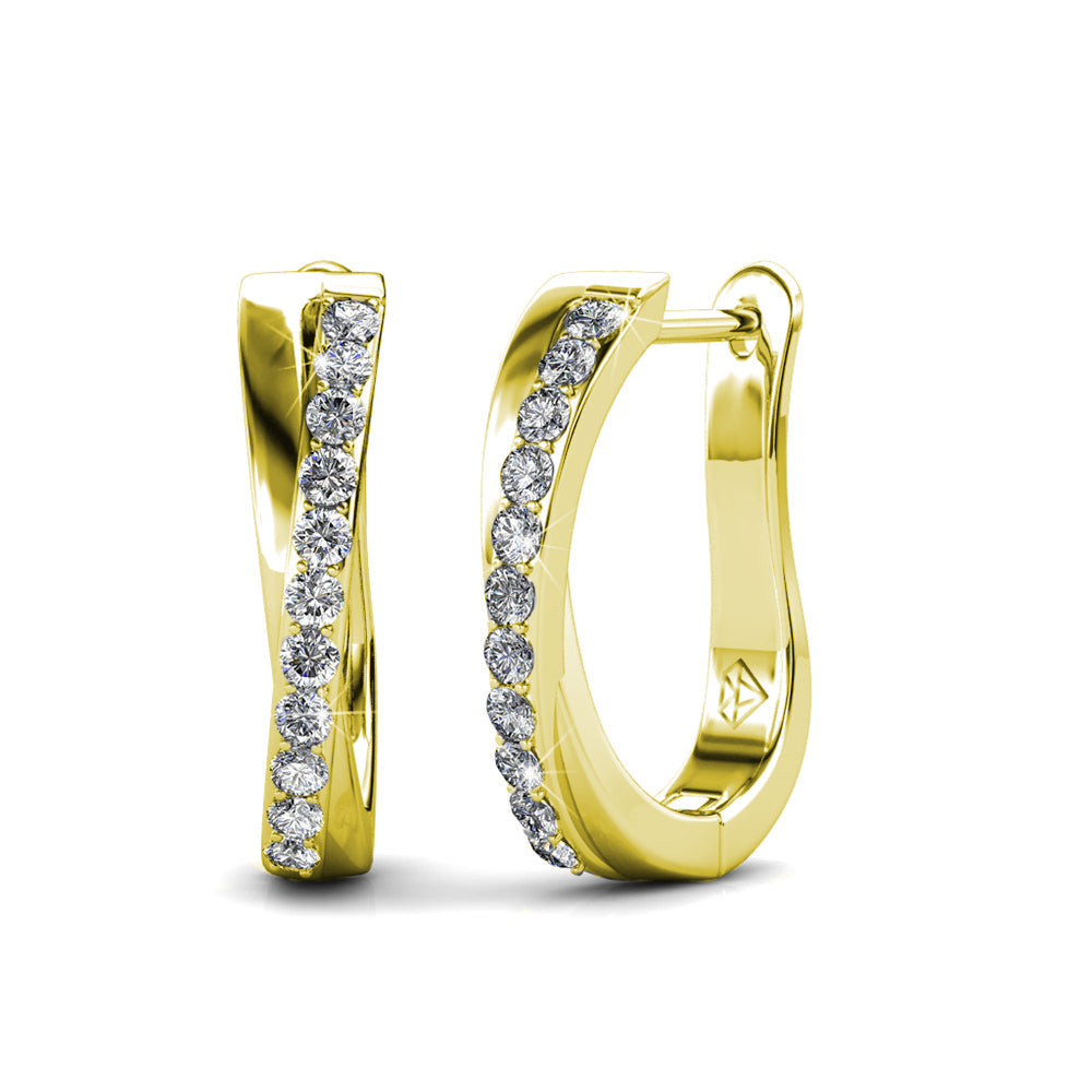 Amaya 18k White Gold Plated 16mm Twisted Hoop Earrings with Swarovski Crystals