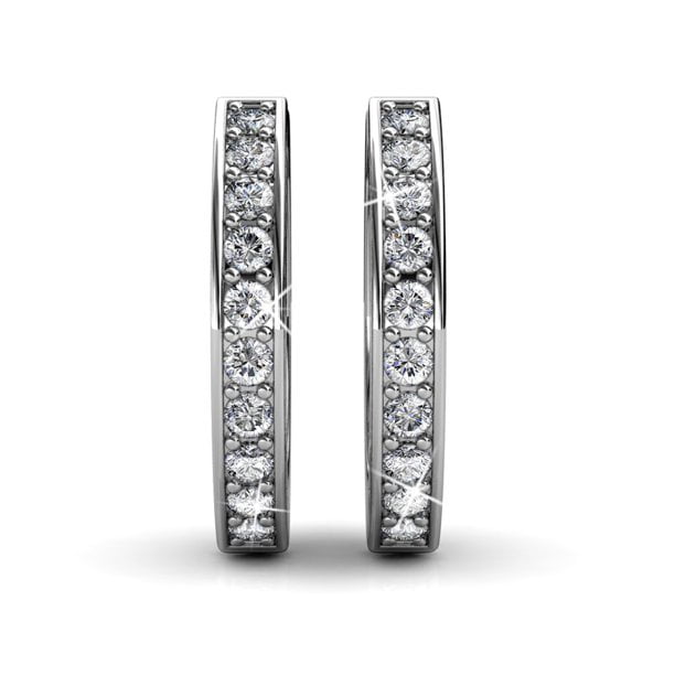 Viviana 18k White Gold Plated 17mm Hoop Earrings with Swarovski Crystals