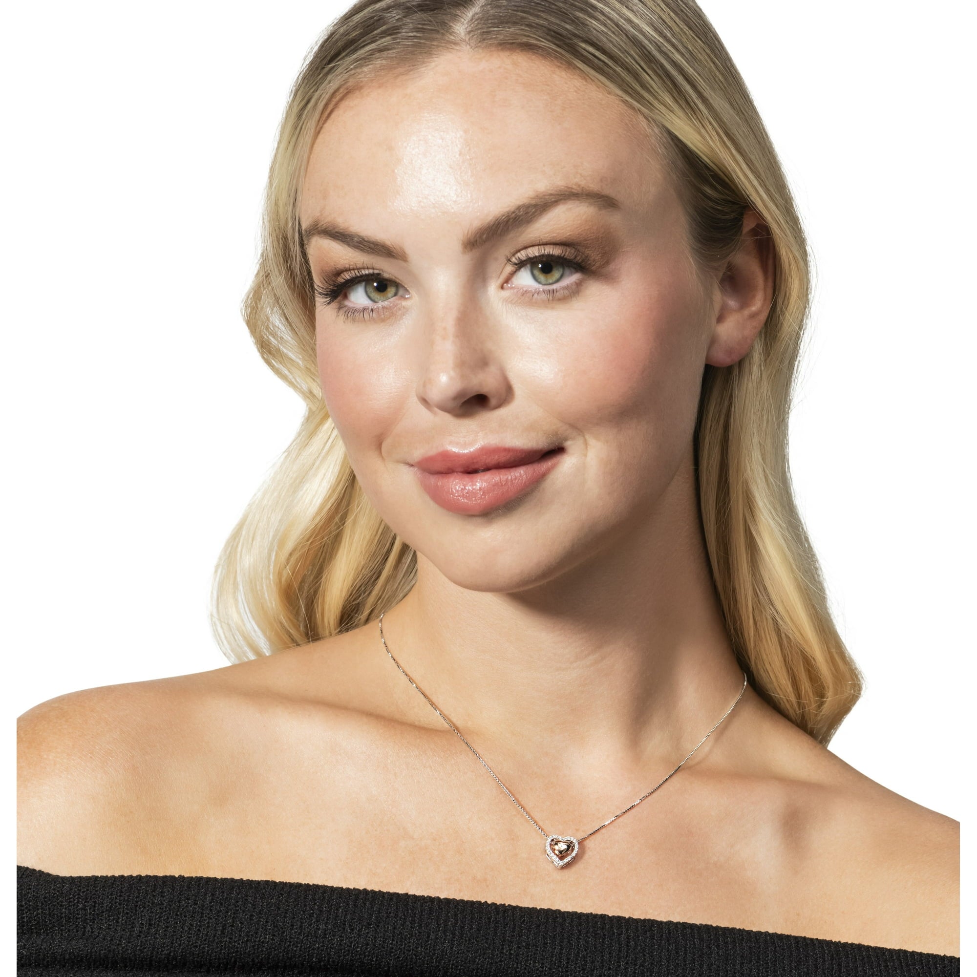 Susan 18k White Gold Plated Halo Heart Necklace with Swarovski Crystals