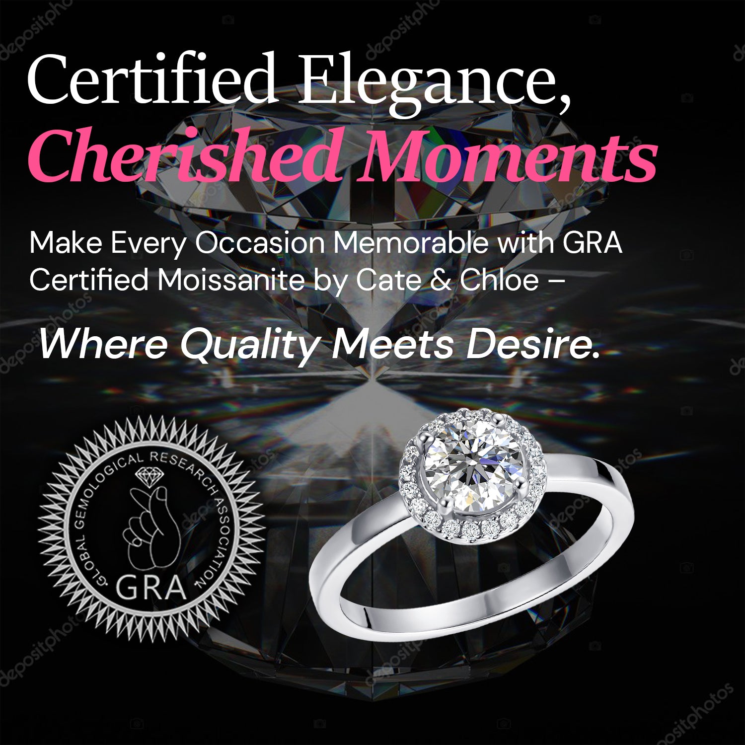 Moissanite by Cate & Chloe Cora 1.1tcw Round Cut 925 Sterling Silver 18k White Gold Plated Forever Engagement Ring