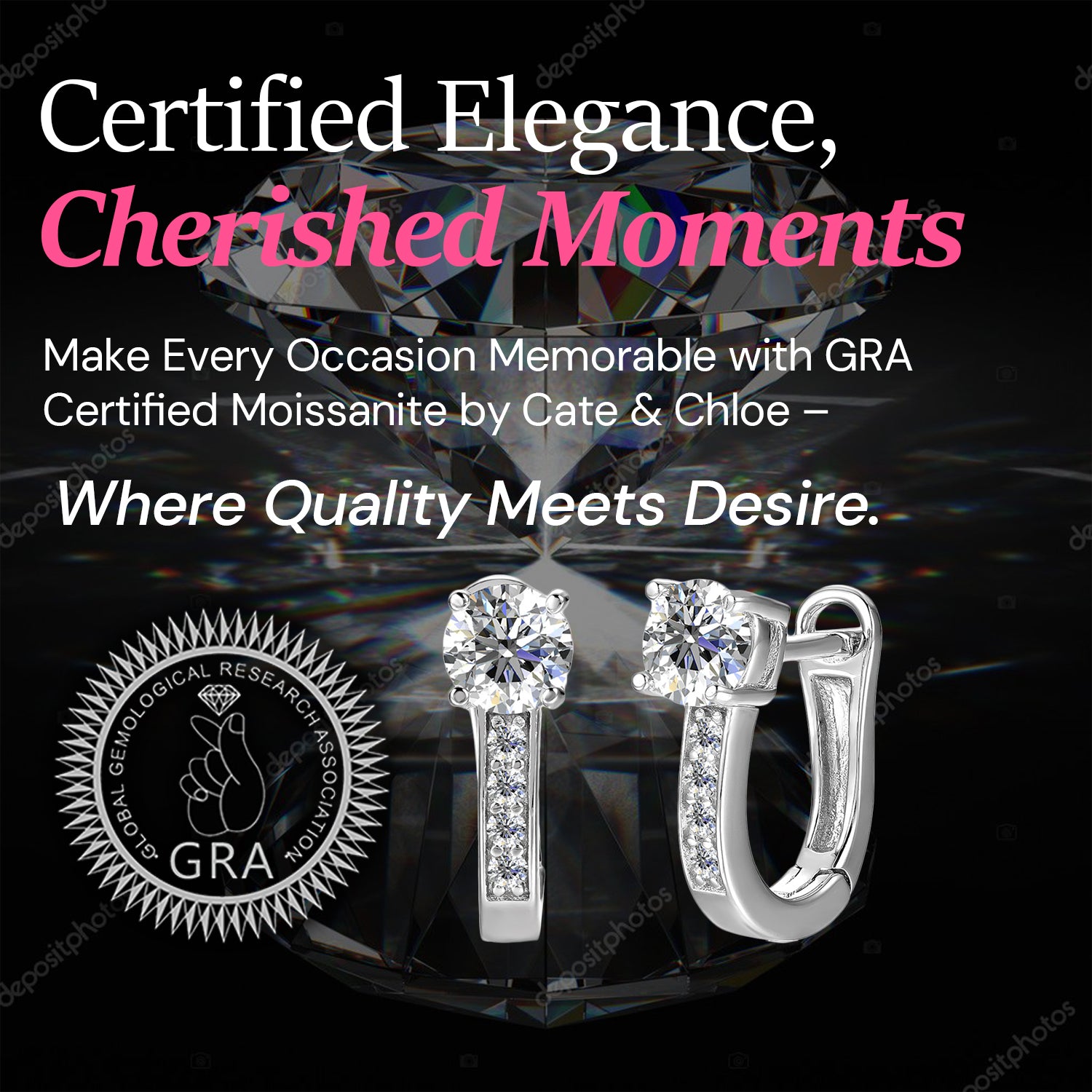 Moissanite by Cate & Chloe Genesis 18k Gold Plated 925 Sterling Silver Stud Earrings 1.12tcw