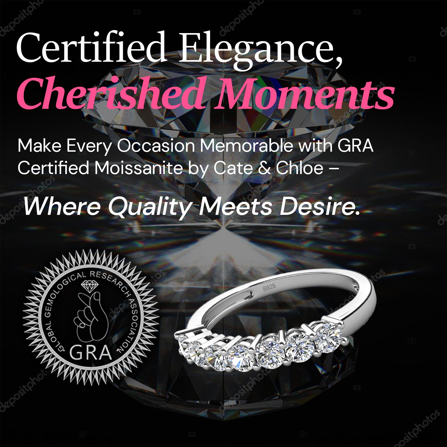 Moissanite by Cate & Chloe Josephine 0.77tcw Round Cut 925 Sterling Silver 18k White Gold Plated Wedding Band