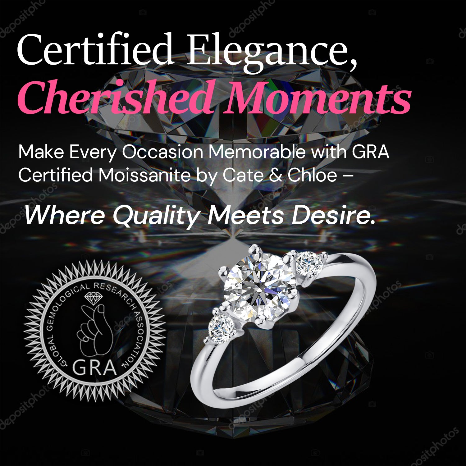 Moissanite by Cate & Chloe Sarah 1.22tcw Round Cut 925 Sterling Silver 18k White Gold Plated Engagement Ring