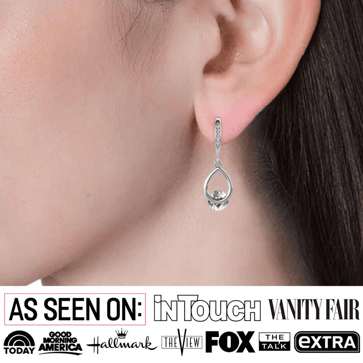 Brenda 18k White Gold Plated Drop Earrings with Swarovski Crystals