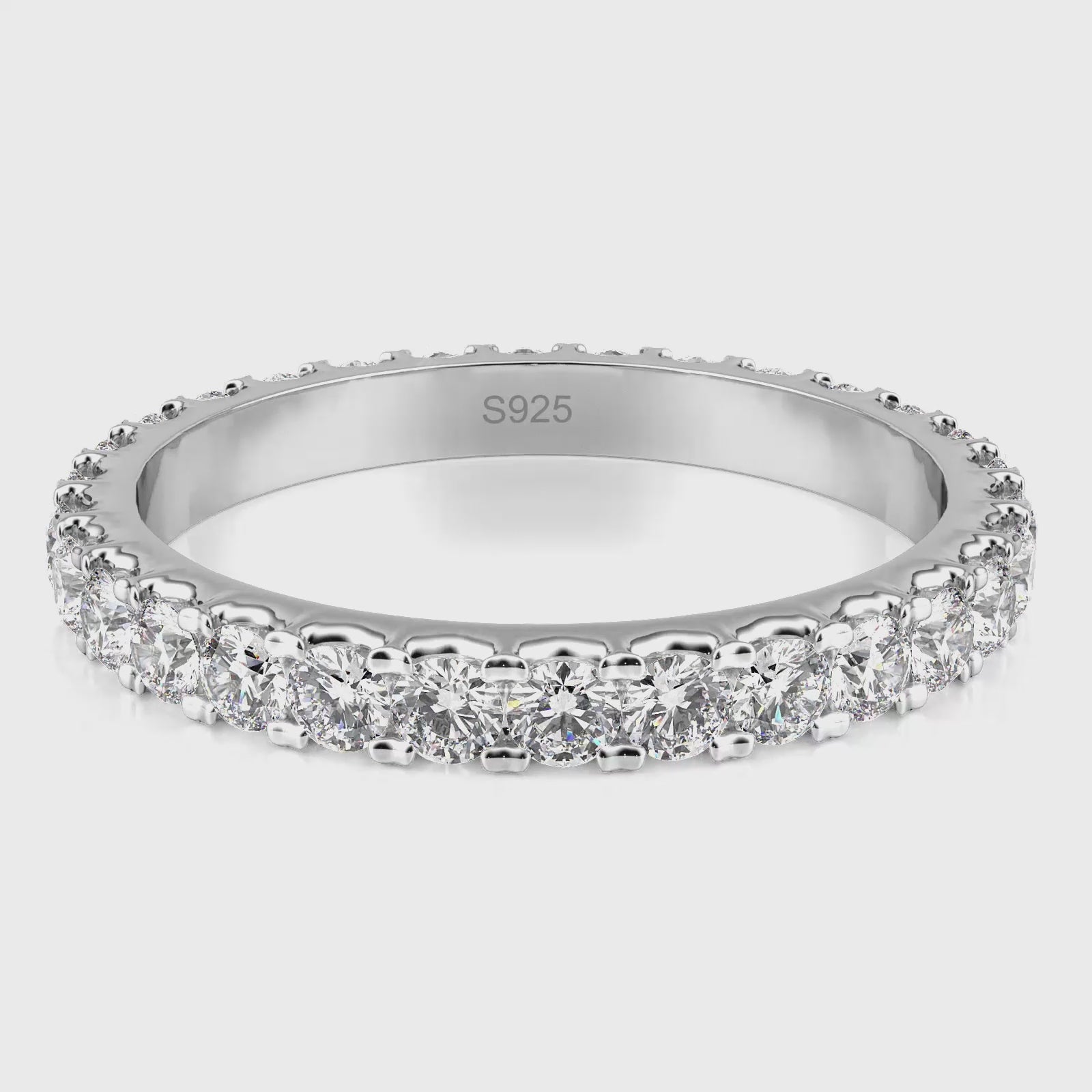 Moissanite by Cate & Chloe Sadie 0.9tcw Round Cut 925 Sterling Silver 18k White Gold Plated Wedding Band