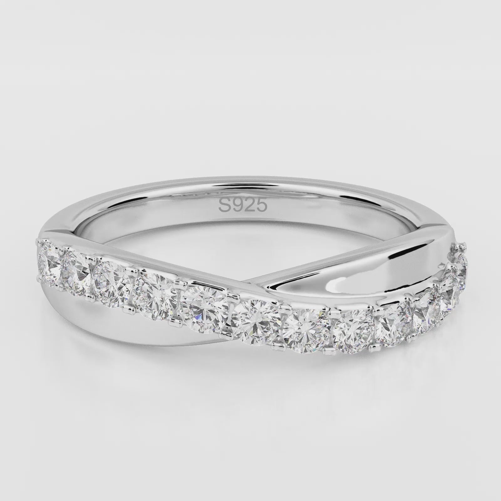 Moissanite by Cate & Chloe Emerson 0.36tcw Round Cut 925 Sterling Silver 18k White Gold Plated Wedding Band