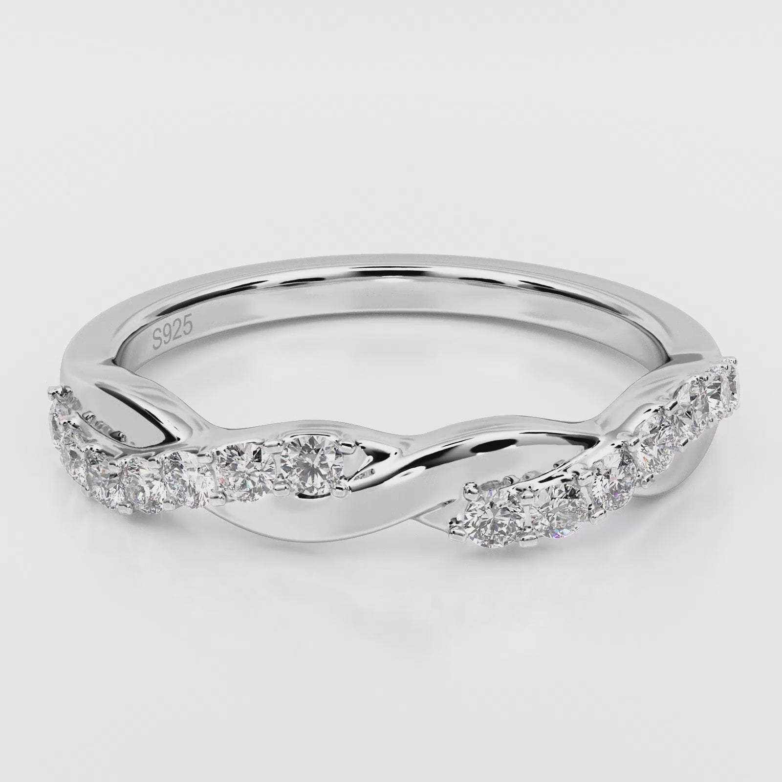 Moissanite by Cate & Chloe Avery 0.21tcw Round Cut 925 Sterling Silver 18k White Gold Plated Wedding Band