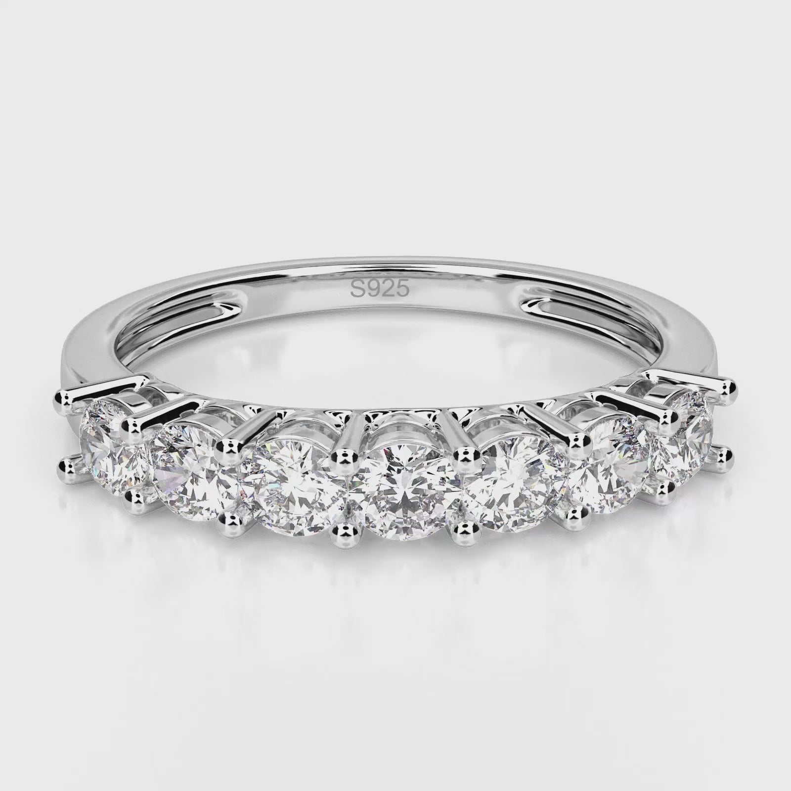 Moissanite by Cate & Chloe Josephine 0.77tcw Round Cut 925 Sterling Silver 18k White Gold Plated Wedding Band