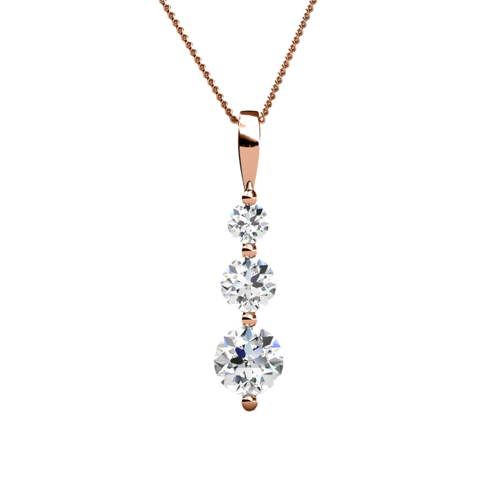Willow 18K White Gold Plated 3 Stone Drop Pendant Necklace with Swarovski Crystals