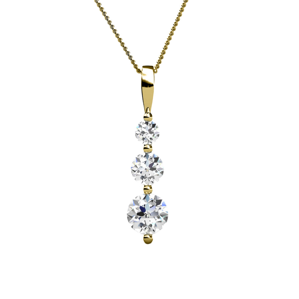 Willow 18K White Gold Plated 3 Stone Drop Pendant Necklace with Swarovski Crystals