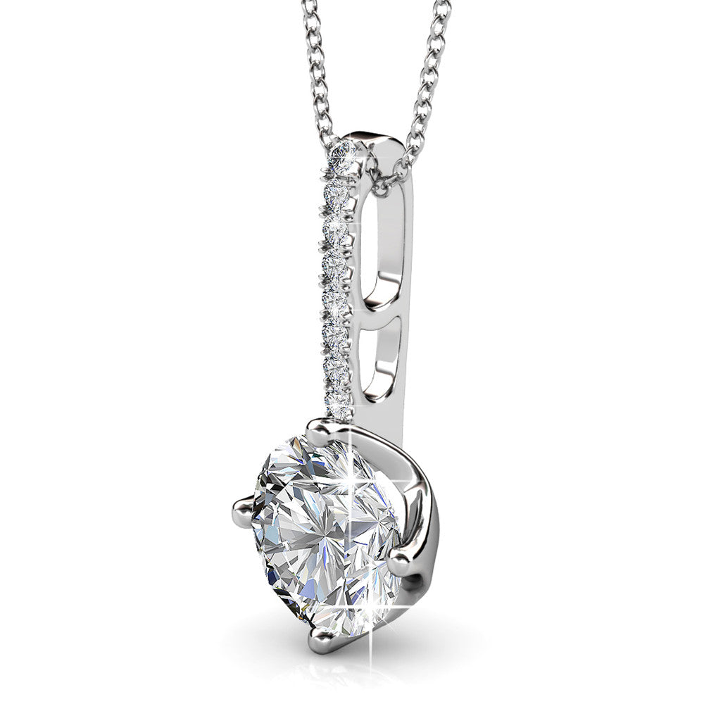 Blythe 18k White Gold Plated Diamond Solitaire Pendant Necklace with Swarovski Crystals — Final Sale
