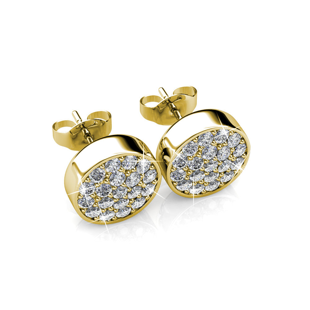 Nelly 18k White Gold Plated Pave Stud Earrings with Swarovski Crystals