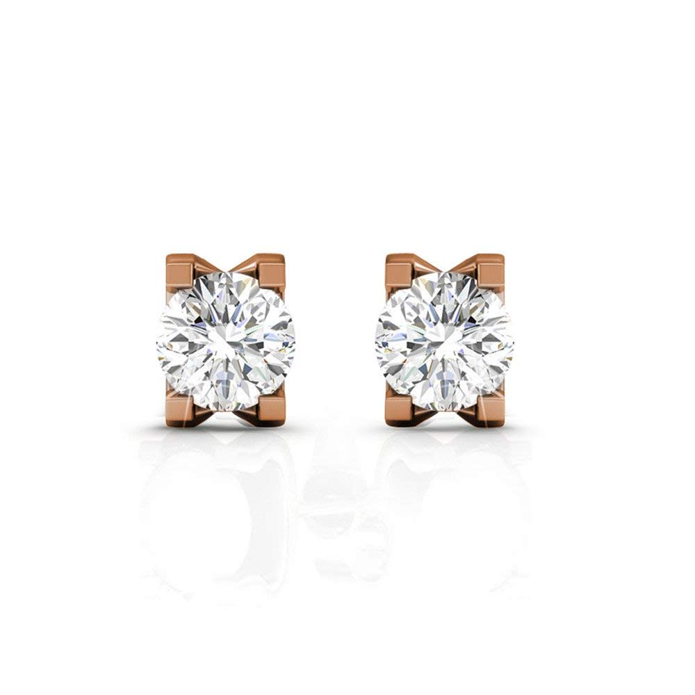 Clara 18k Gold Plated Stud Earrings with Solitaire Round Cut Swarovski Crystal — Final Sale