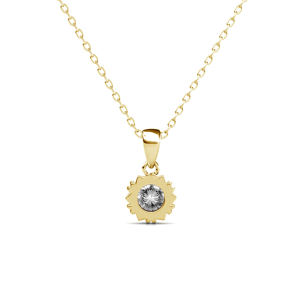 Maggie 18k White Gold Plated Pendant Necklace with Round Cut Solitaire Swarovski Crystal