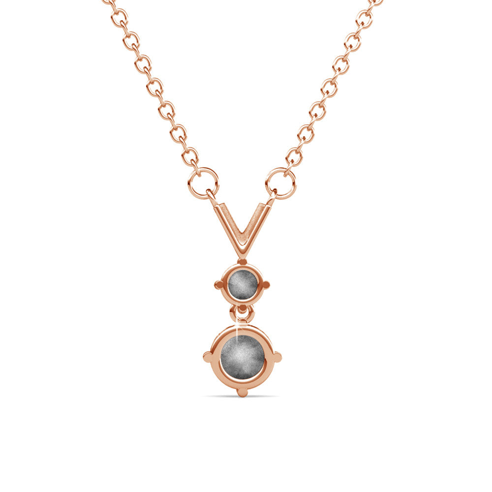 Andy 18k White Gold Plated 2-Stone Pendant Necklace with Swarovski Crystals