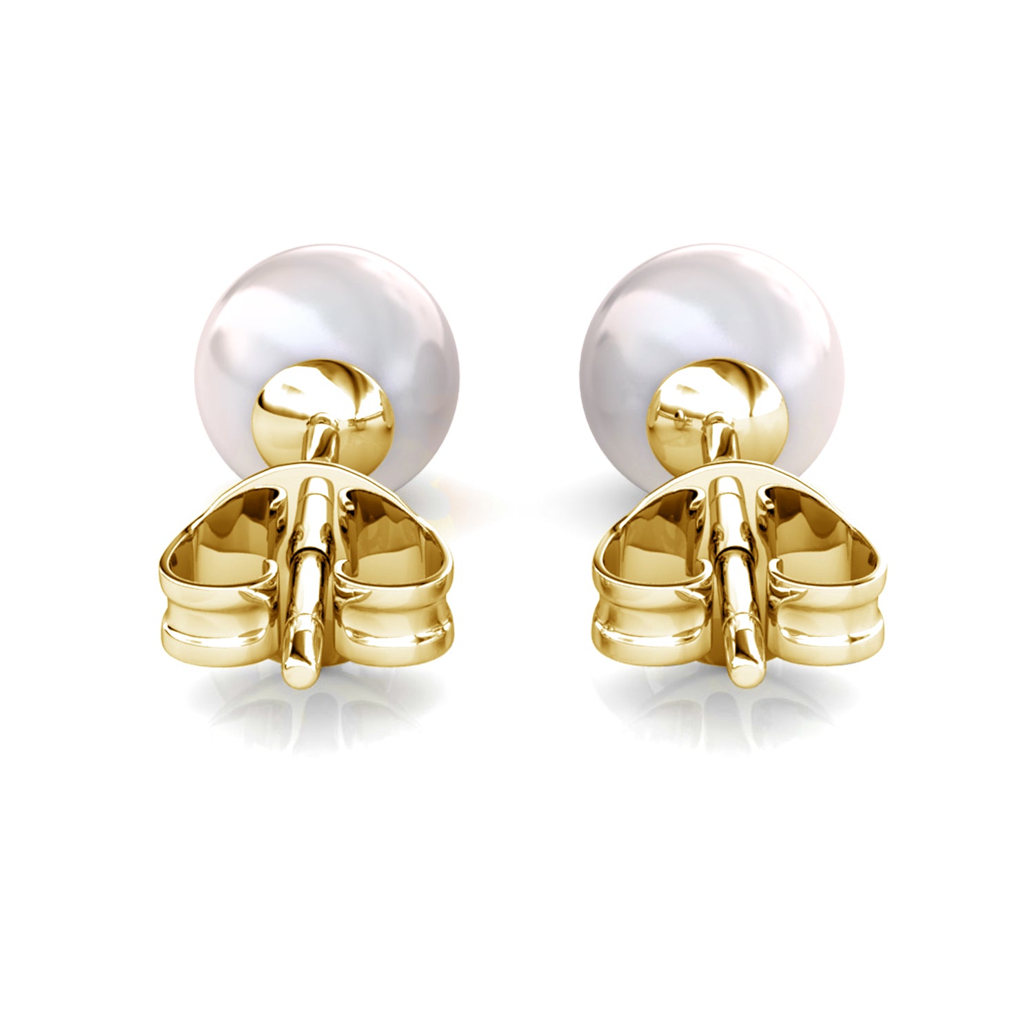 Vivienne 18k White Gold Plated Stud Earrings with Shell Pearls