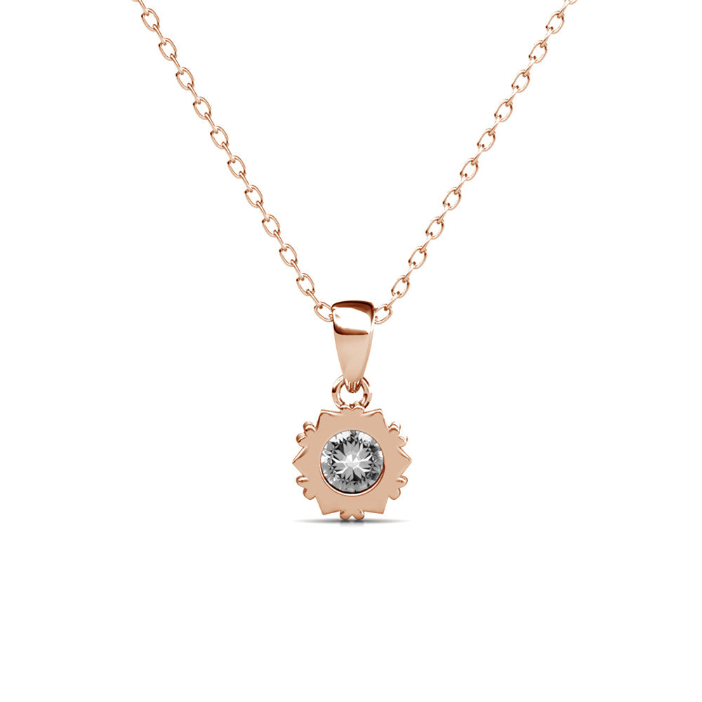 Maggie 18k White Gold Plated Pendant Necklace with Round Cut Solitaire Swarovski Crystal