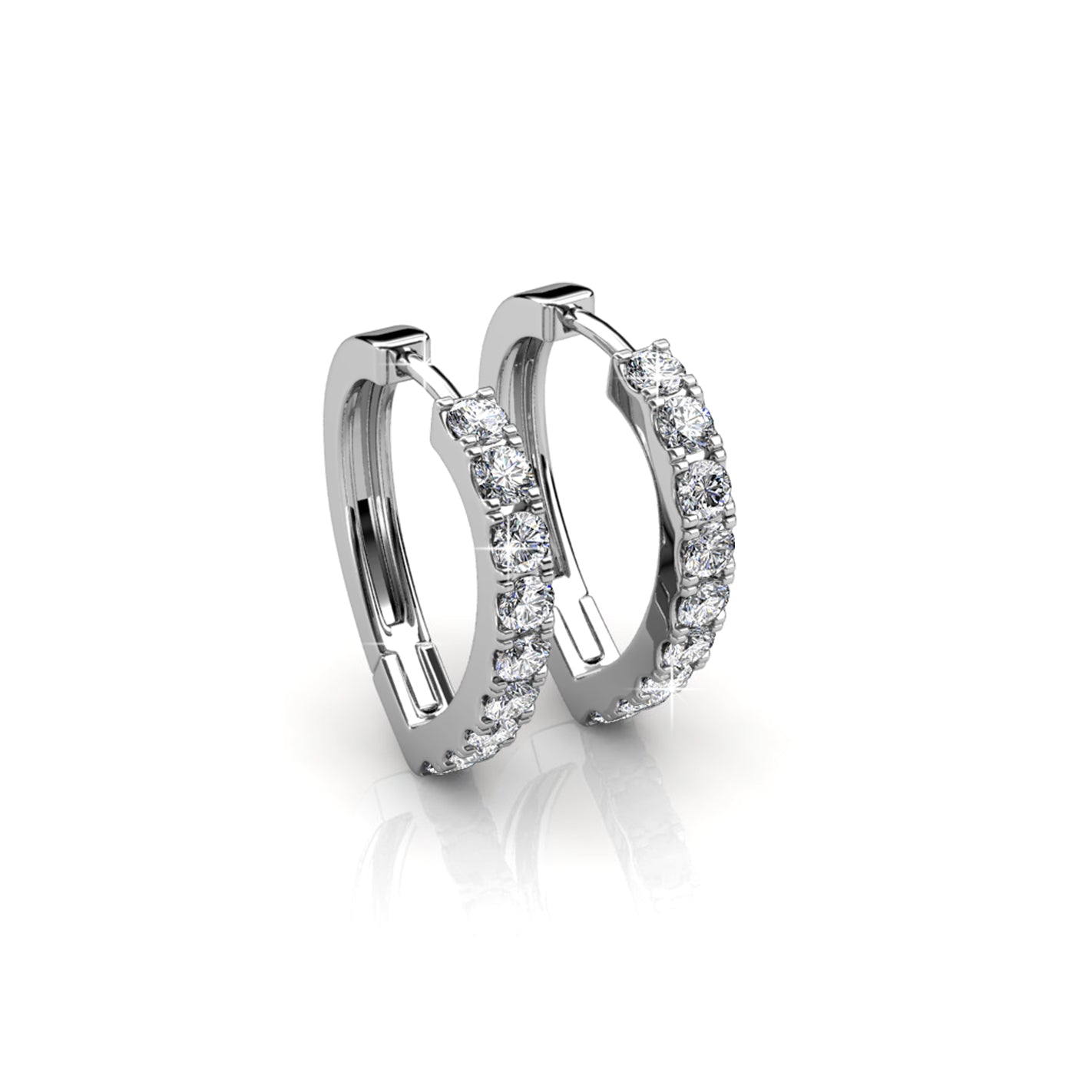 Waverly 18k White Gold Plated 16mm Hoop Earrings with Swarovski Crystals
