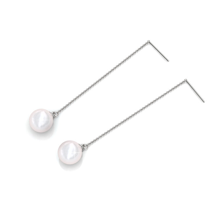 Aspen 18k White Gold Plated Dangle Earrings with Shell Pearls