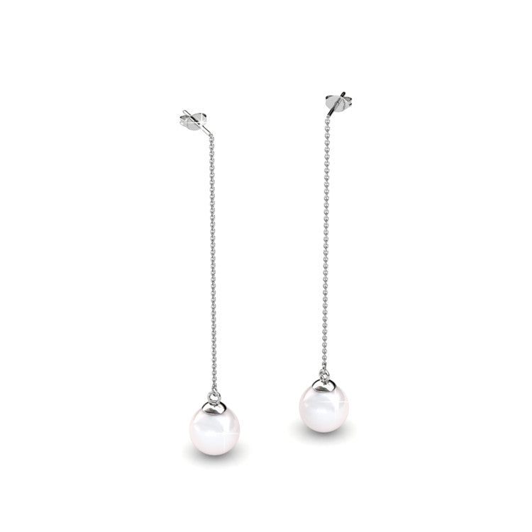 Aspen 18k White Gold Plated Dangle Earrings with Shell Pearls