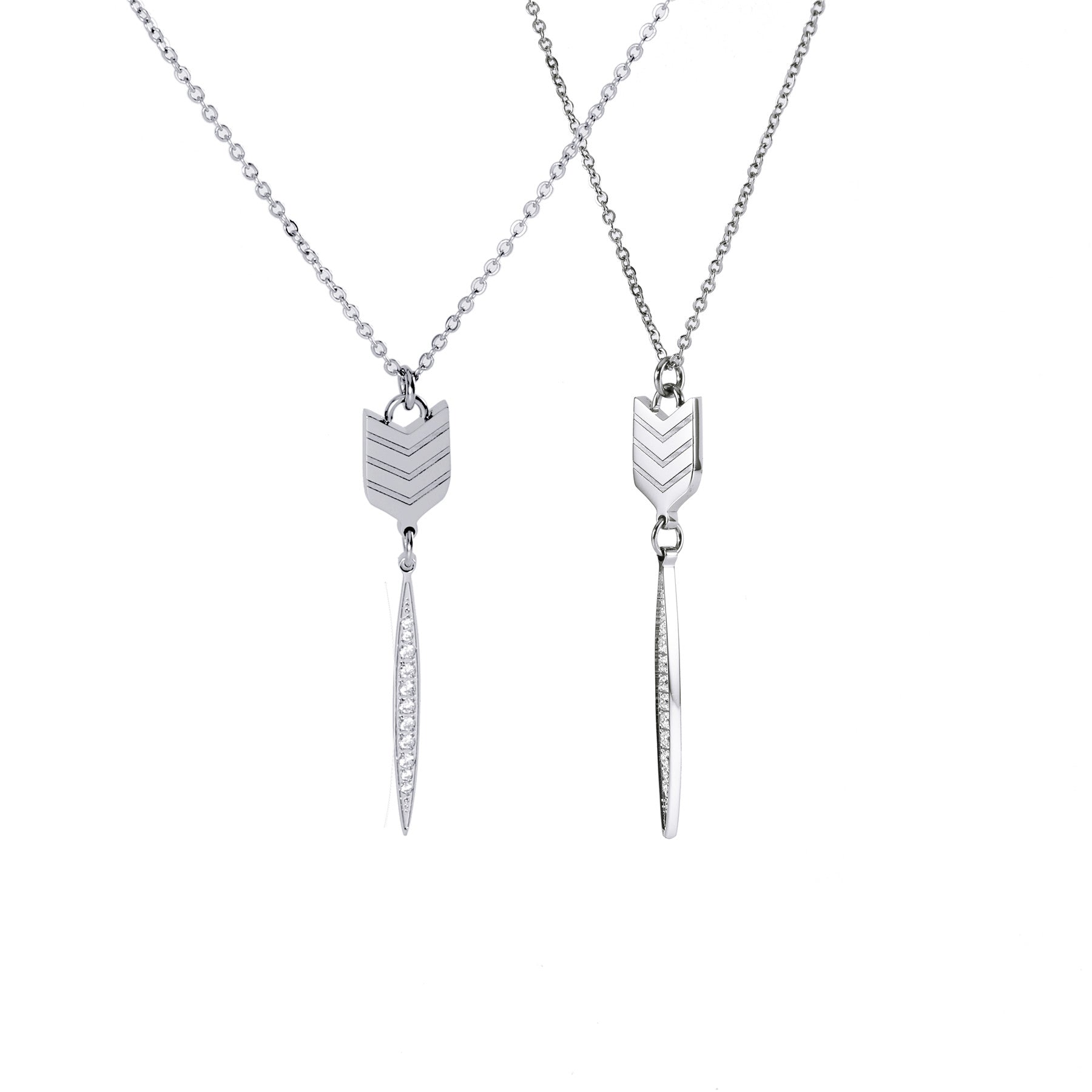 Addison 18k White Gold Plated Arrow Drop Necklace with Simulated Diamond Crystals — Final Sale