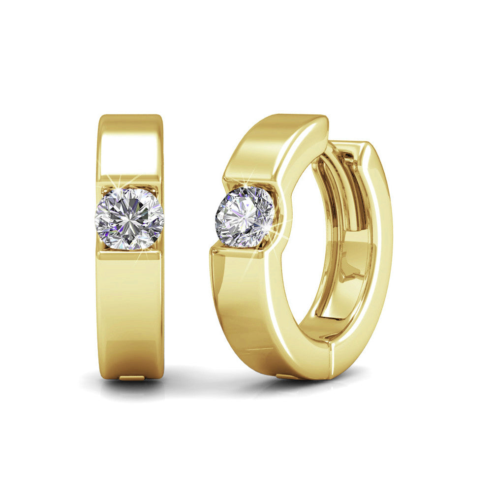 Charlie 18k White Gold Plated 14mm Hoop Earrings with Round Swarovski Crystals