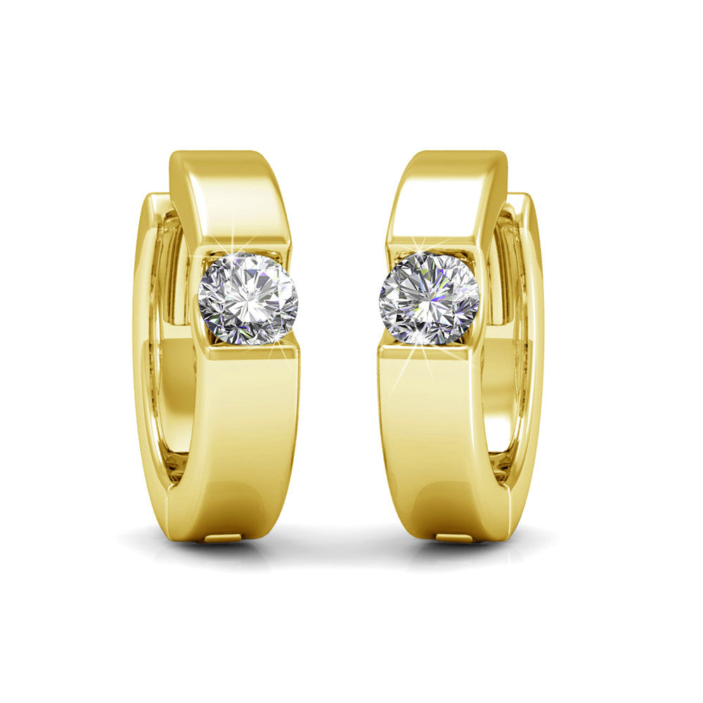 Charlie 18k White Gold Plated 14mm Hoop Earrings with Round Swarovski Crystals