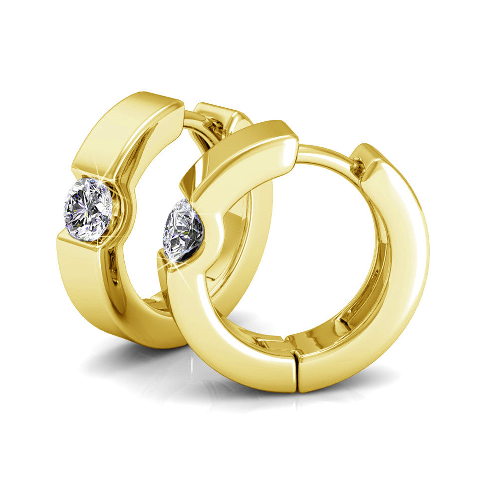 Charlie 18k White Gold Plated 14mm Hoop Earrings with Round Swarovski Crystals