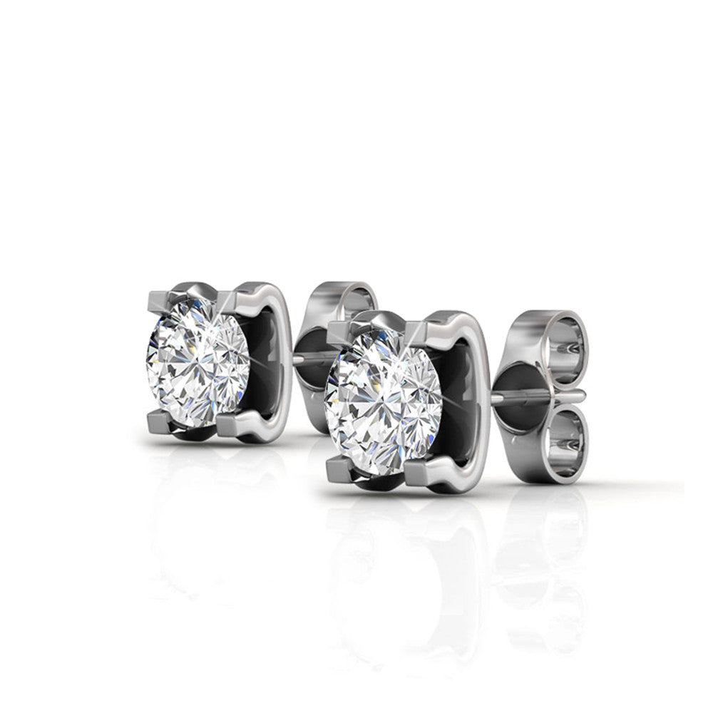 Clara 18k Gold Plated Stud Earrings with Solitaire Round Cut Swarovski Crystal — Final Sale