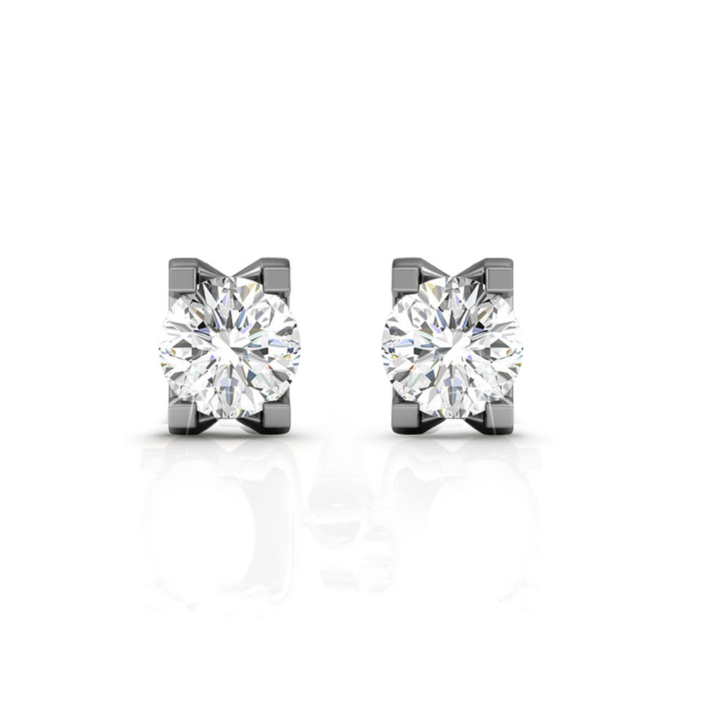 Clara 18k Gold Plated Stud Earrings with Solitaire Round Cut Swarovski Crystal — Final Sale