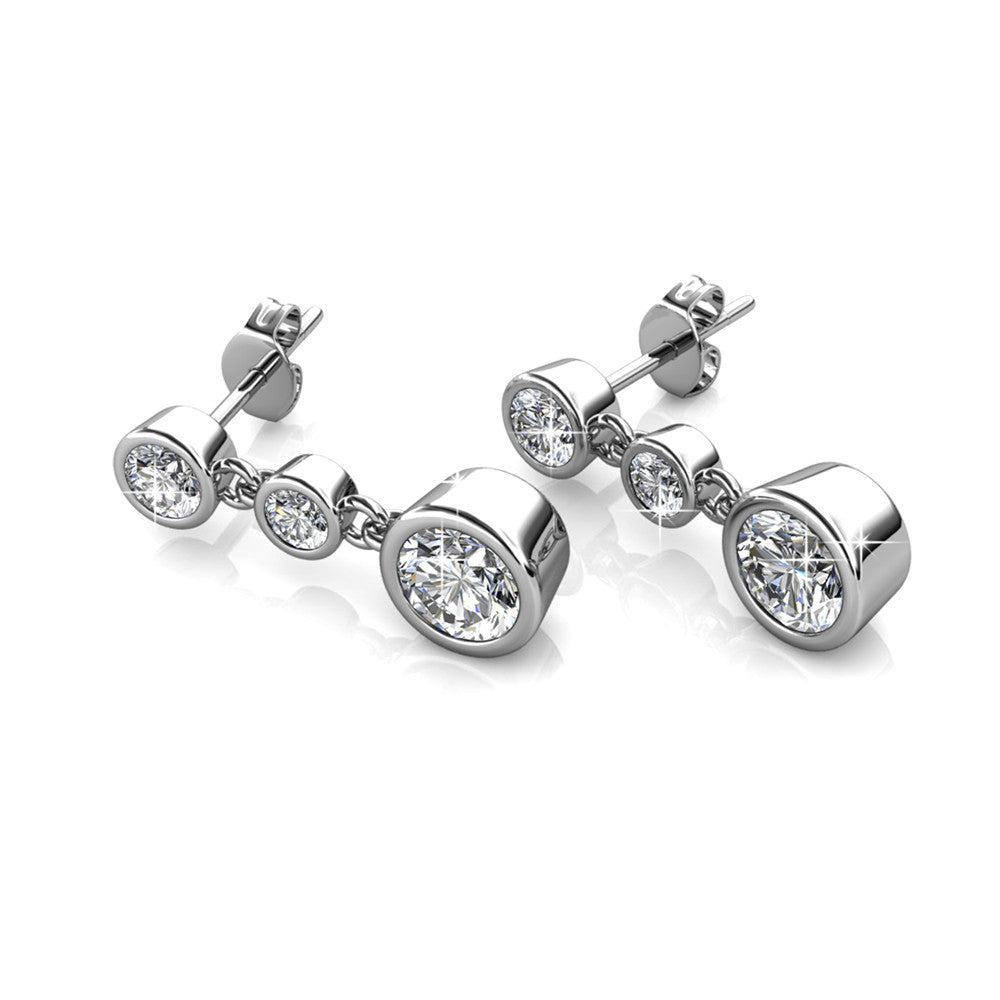 Bailey 18k White Gold Plated Dangle Stud Earrings with Swarovski Crystals