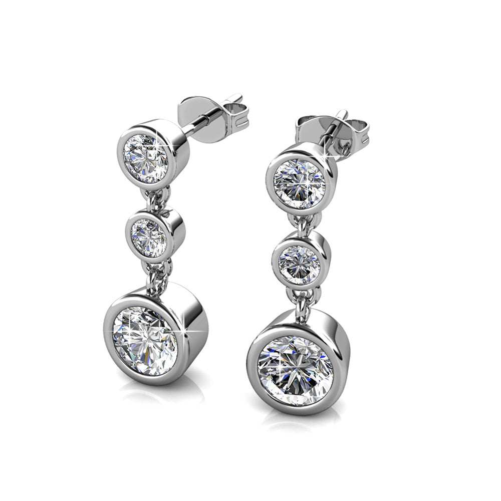 Bailey 18k White Gold Plated Dangle Stud Earrings with Swarovski Crystals