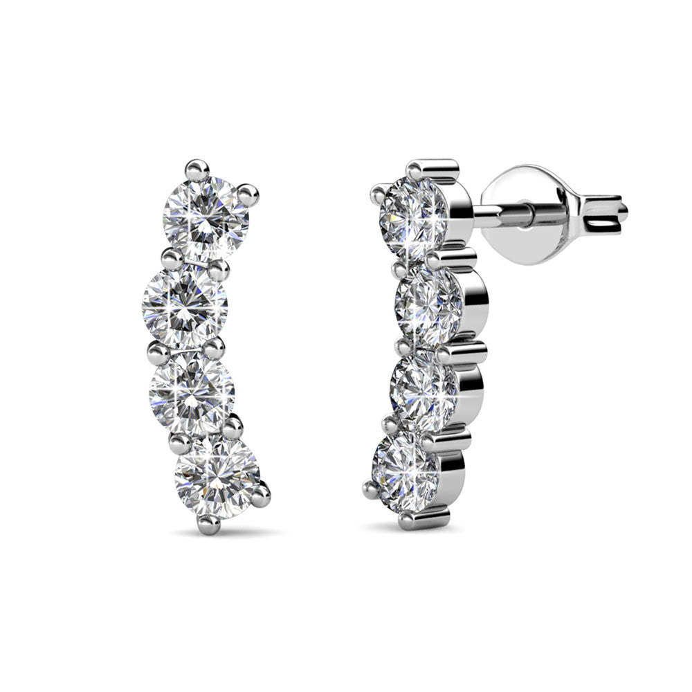 Aubree 18k White Gold Plated Drop Stud Earrings with Swarovski Crystals