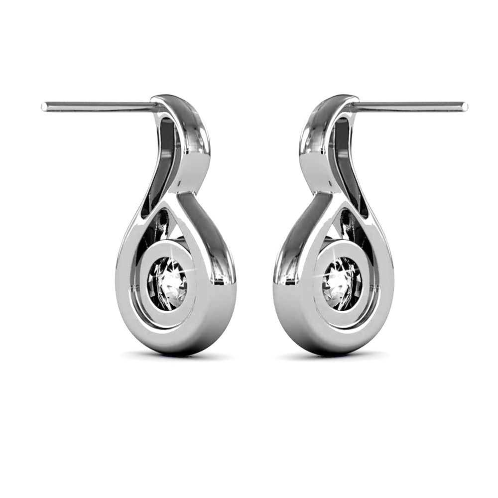 Parker 18k White Gold Plated Tear drop Stud Earrings with Swarovski Crystal