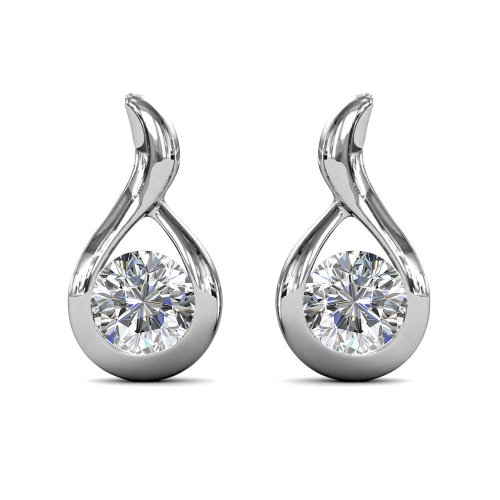 Parker 18k White Gold Plated Tear drop Stud Earrings with Swarovski Crystal