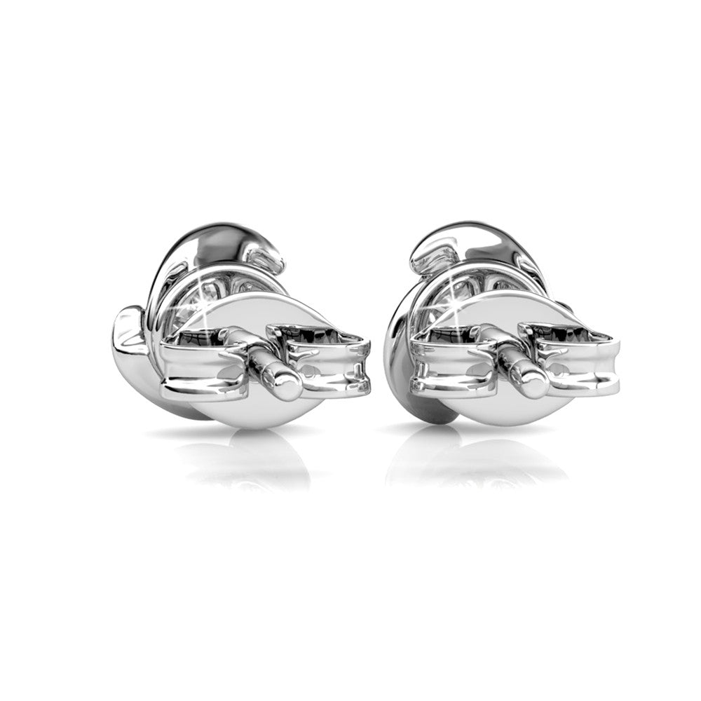 Harmony 18k White Gold Plated Stud Earrings with Round Swarovski Crystals