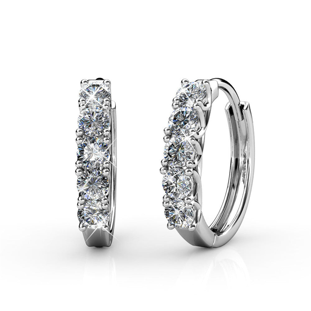 Bethany 18k White Gold Plated 15mm Swarovski Crystal Hoop Earrings