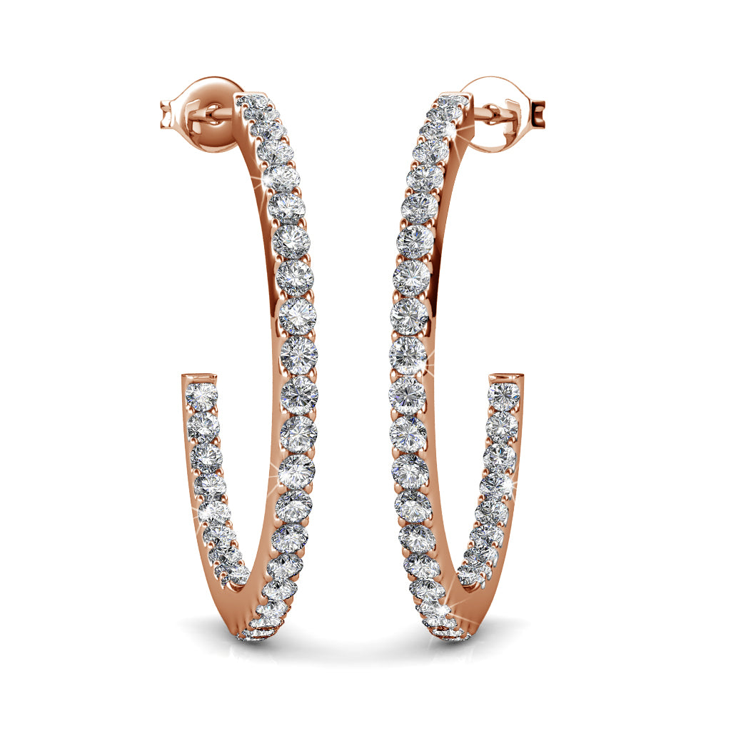 Rosalyn 18k White Gold Plated 20mm Hoop Earrings with Swarovski Crystals