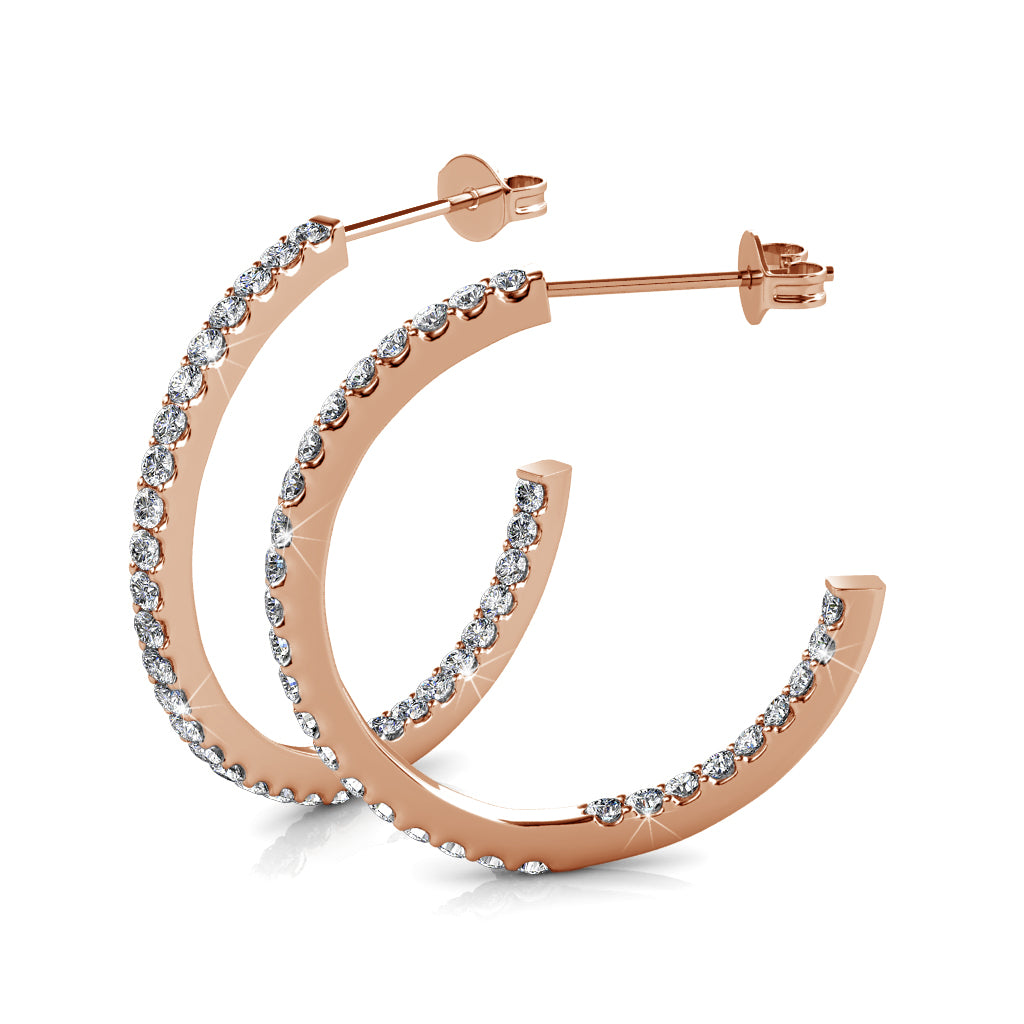 Rosalyn 18k White Gold Plated 20mm Hoop Earrings with Swarovski Crystals