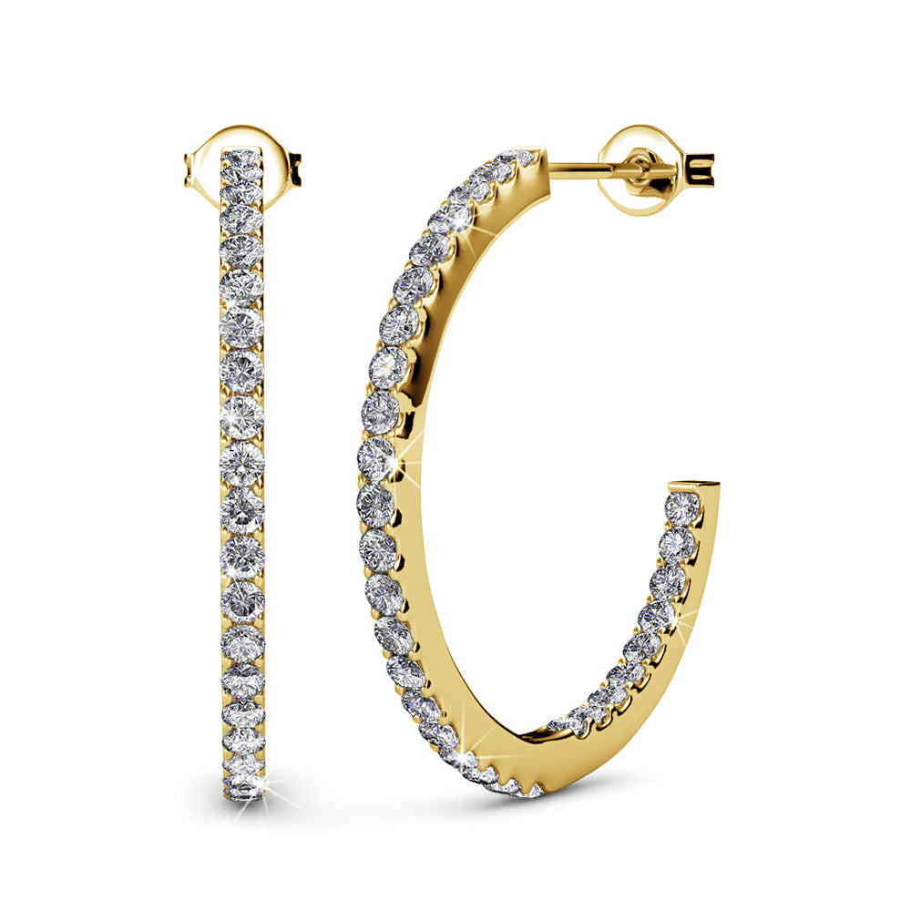 Rosalyn 18k White Gold Plated 20mm Hoop Earrings with Swarovski Crystals