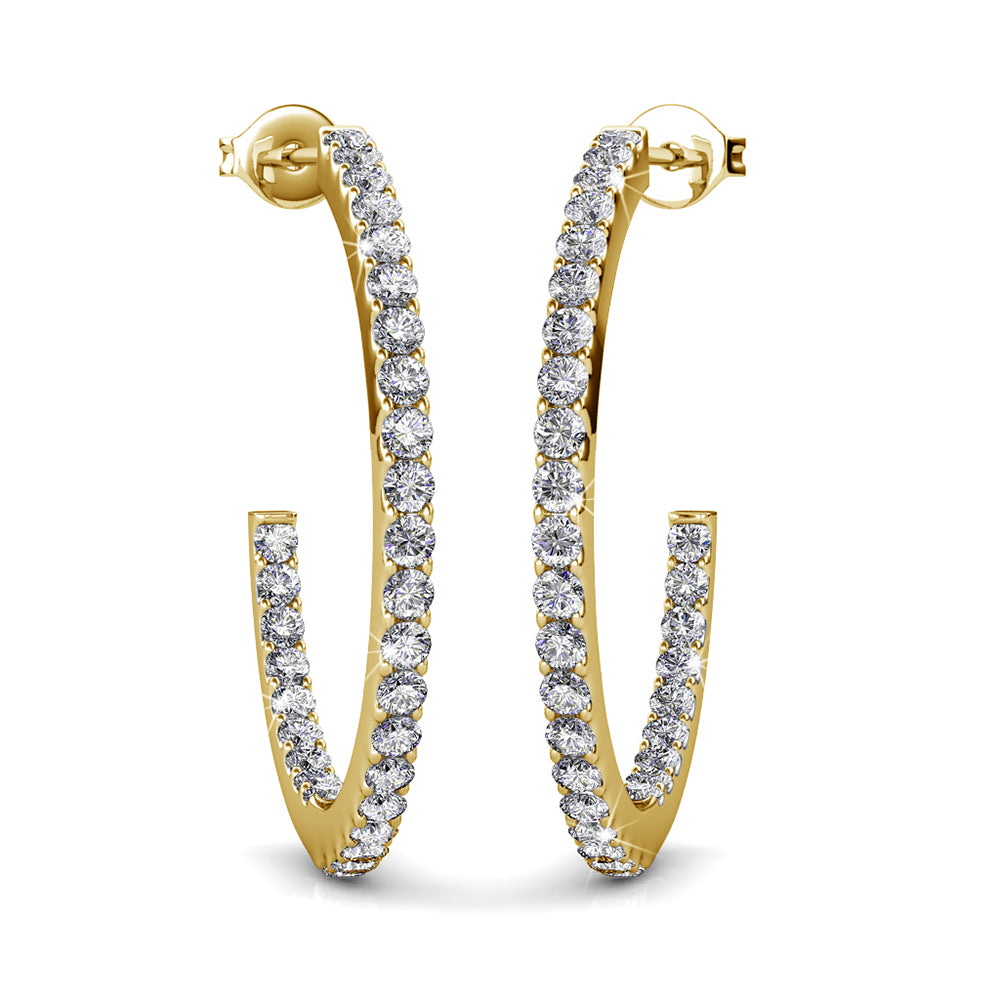 Rosalyn 18k White Gold Plated 20mm Hoop Earrings with Swarovski Crystals