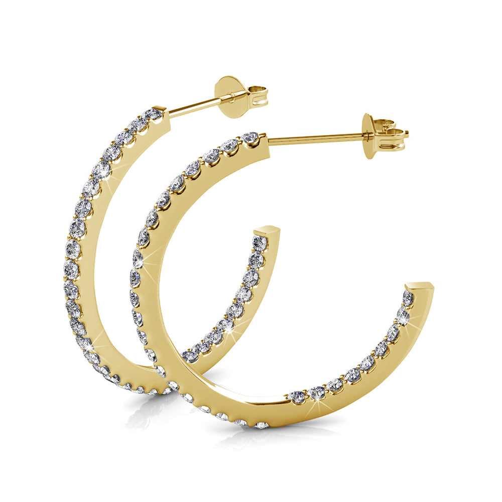 Rosalyn 18k White Gold Plated 20mm Hoop Earrings with Swarovski Crystals