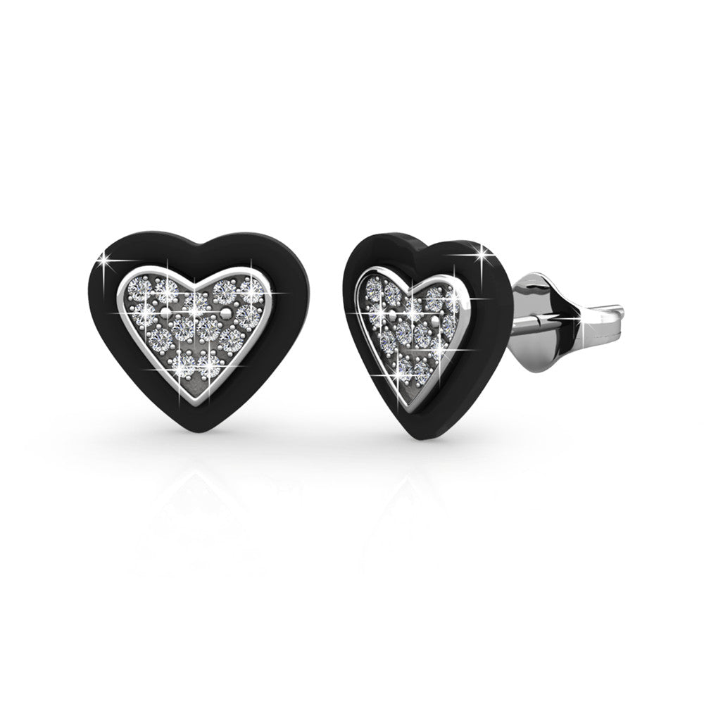 Rory 18k White Gold Plated Heart Halo Stud Earrings with Swarovski Crystals