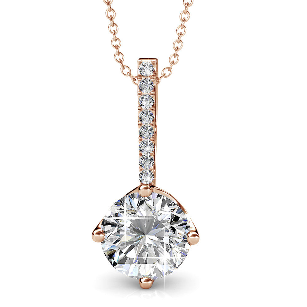 Blythe 18k White Gold Plated Diamond Solitaire Pendant Necklace with Swarovski Crystals — Final Sale
