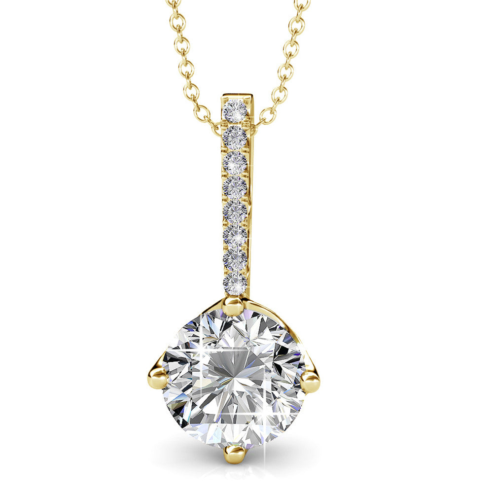 Blythe 18k White Gold Plated Diamond Solitaire Pendant Necklace with Swarovski Crystals — Final Sale