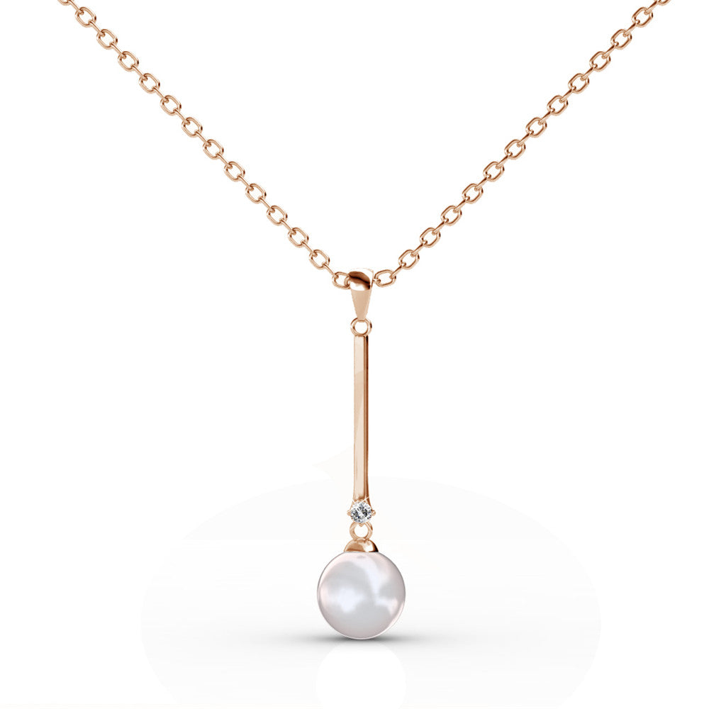 Tatum 18k White Gold Plated Dangle Pearl Pendant Necklace